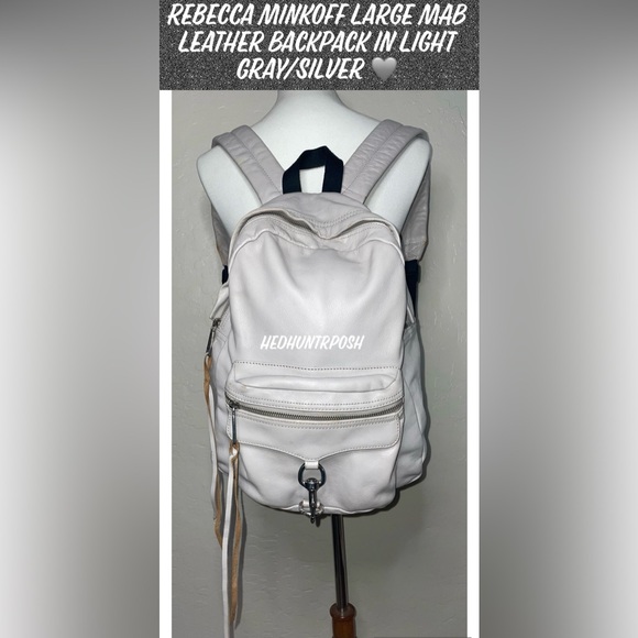 🎉HP🎉Rebecca Minkoff Large MAB 100% Leather Backpack in Light Gray/Silver🩶 - Picture 15 of 15